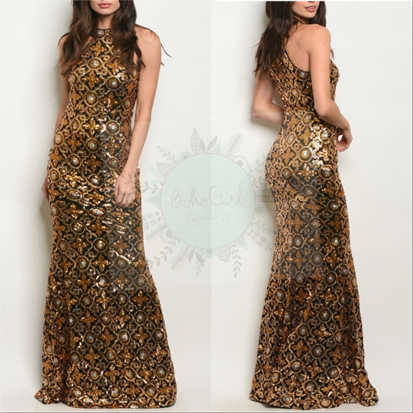 Dresses & Skirts - GOLD SEQUIN GOWN